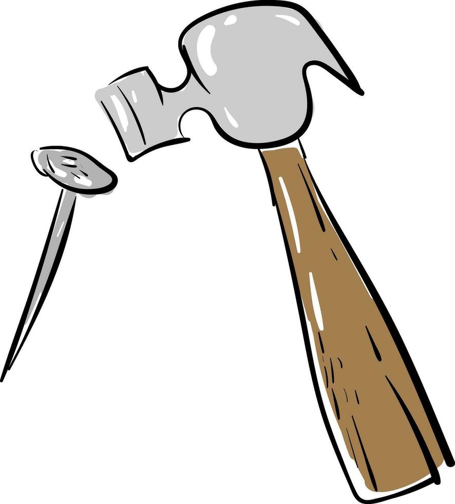 Rail road spike and hammer illustration vector on white background