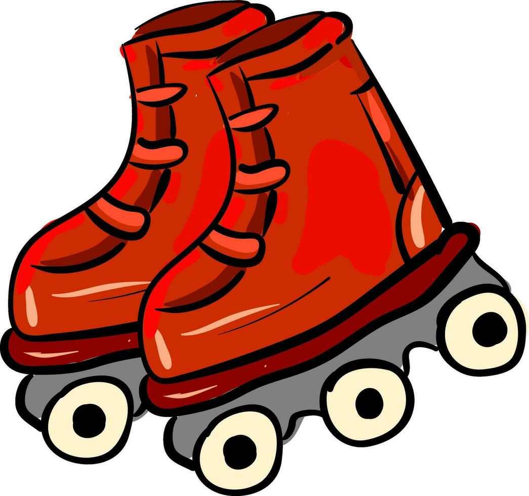 Red roler skates illustration vector on white background