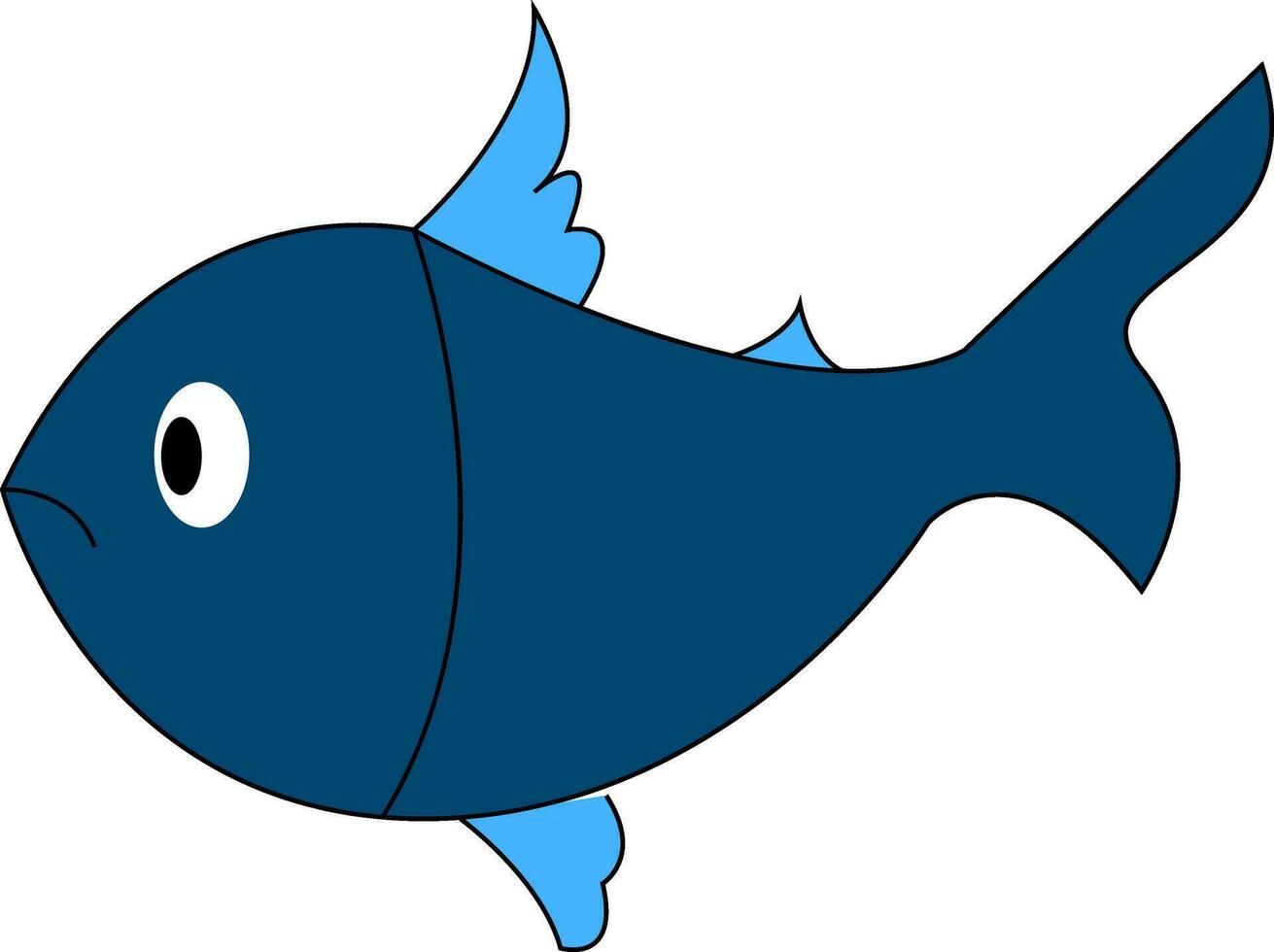 Sad fish illustration vector on white background