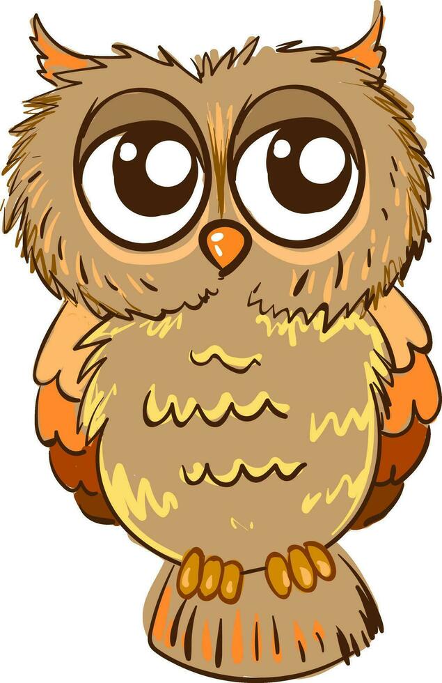 Sad owl illustration vector on white background