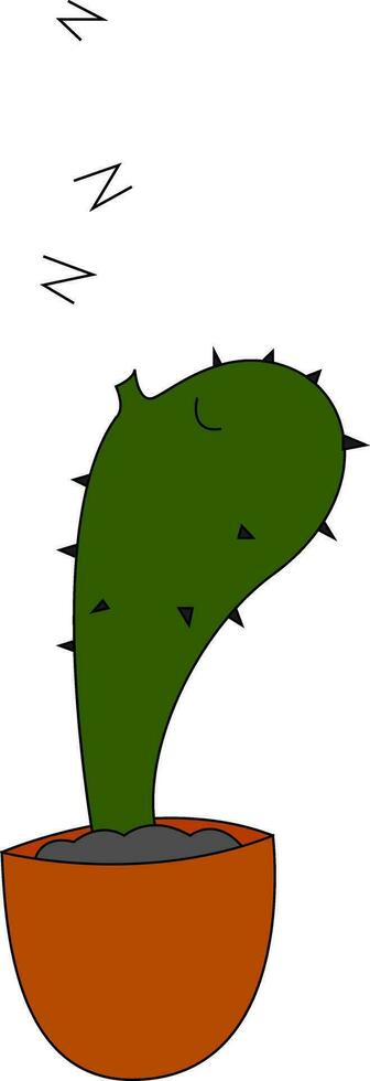 Sleeping cactus illustration vector on white background