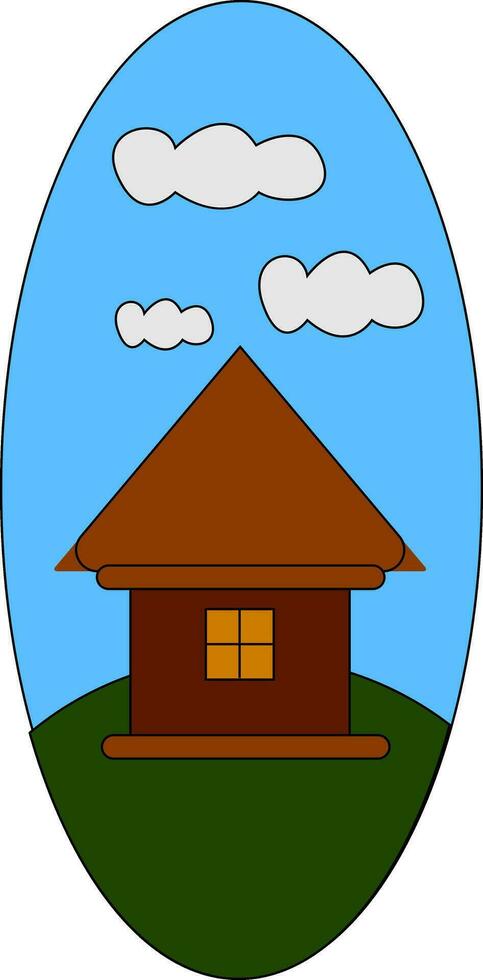 House and a clear sky vector or color illustration