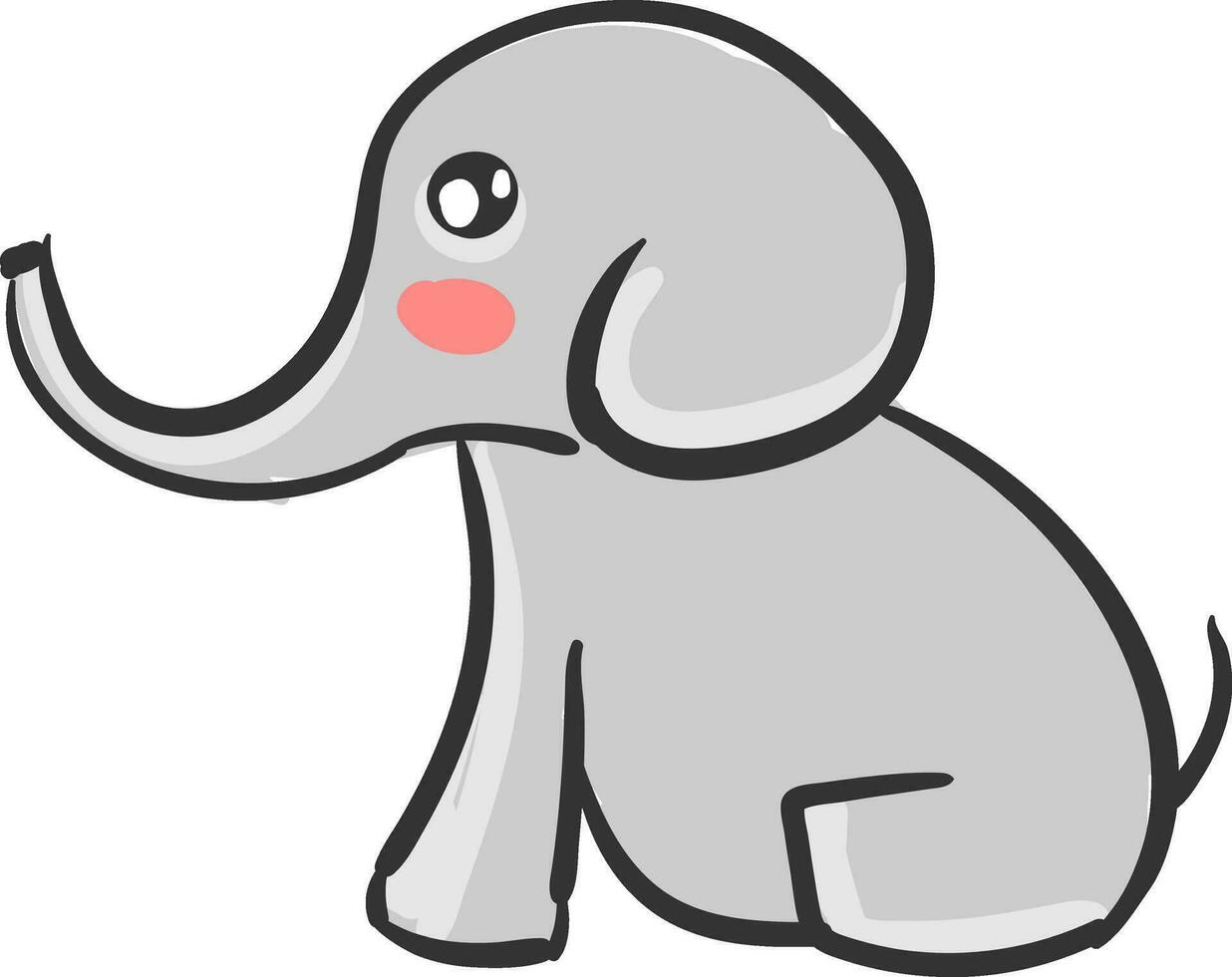 A cute small elephant vector or color illustration