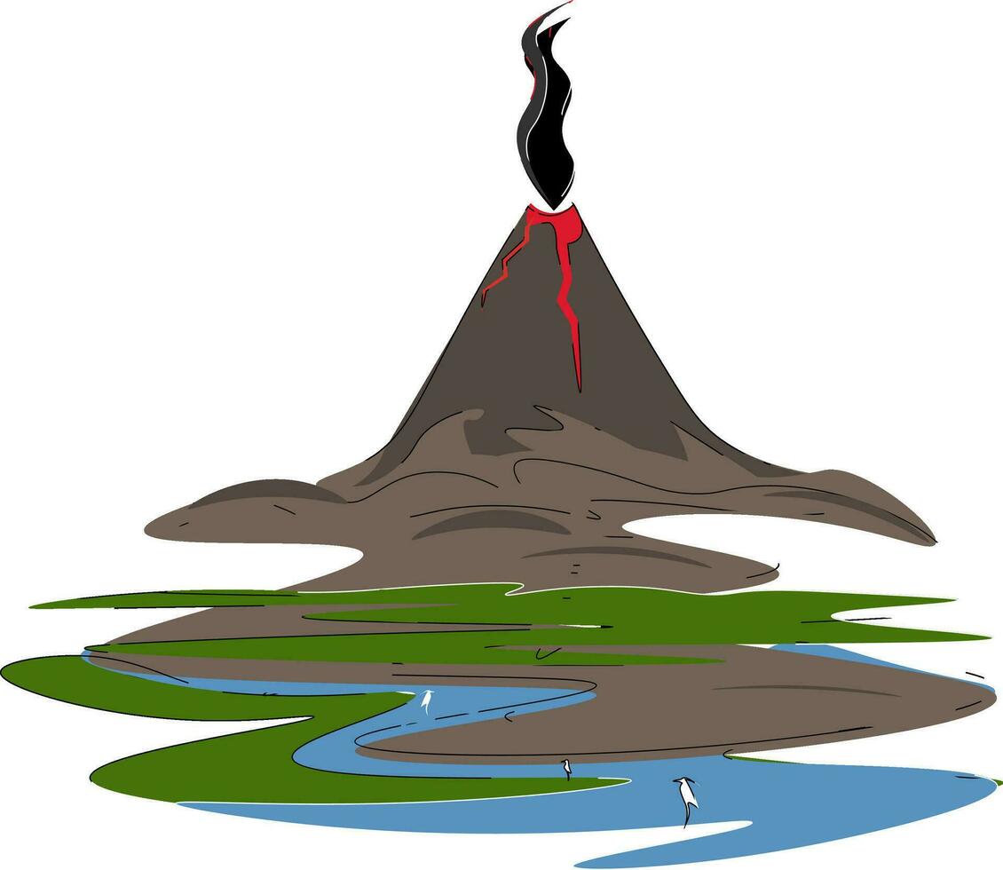 un activo volcán vector o color ilustración