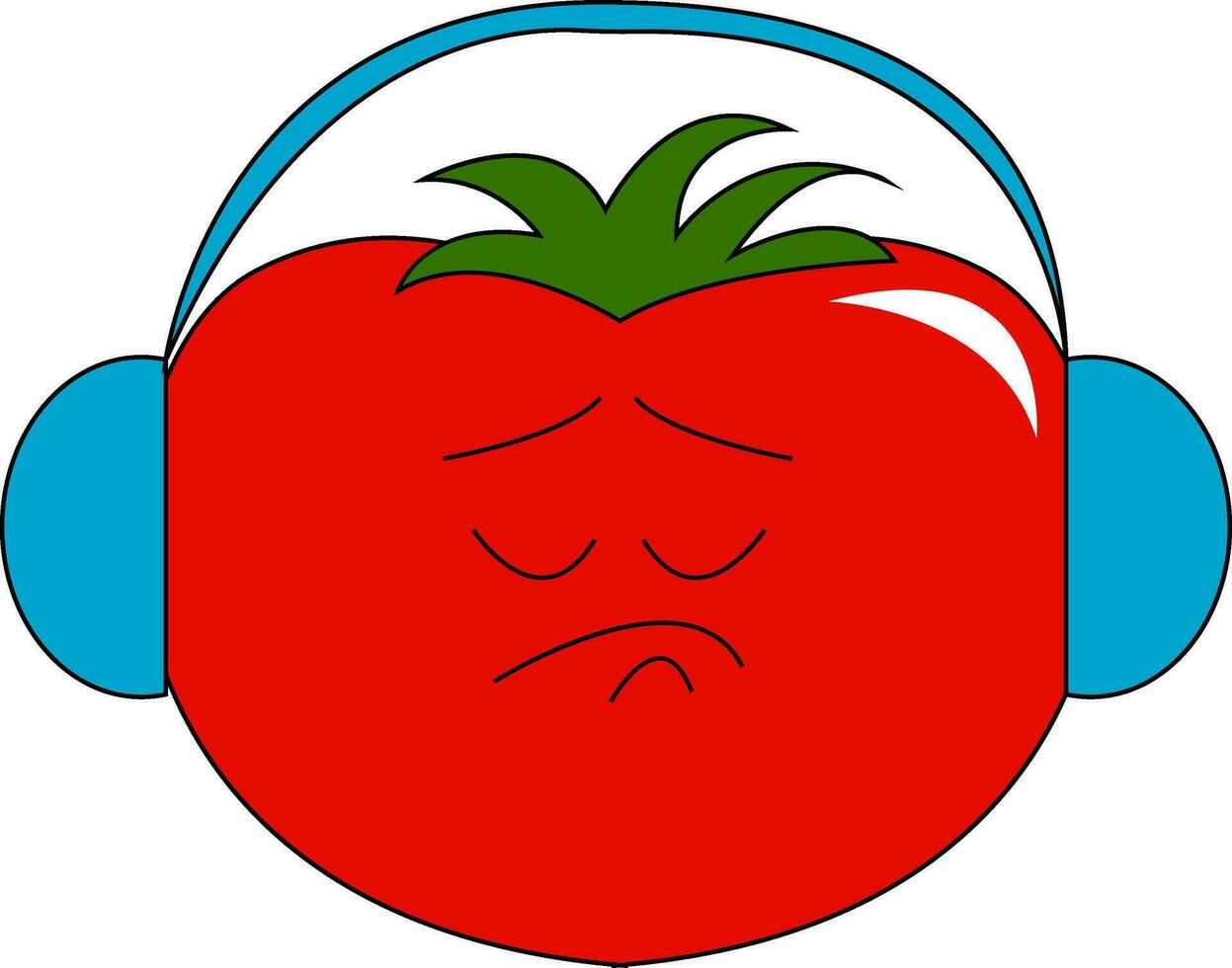 A tomato with headphones vector or color illustration