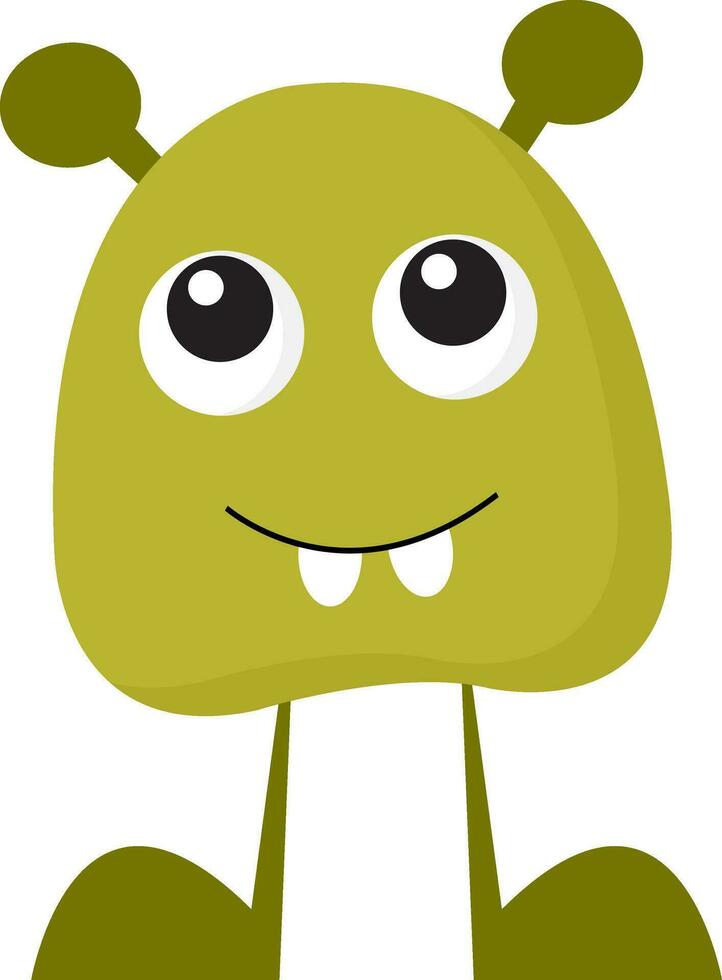 A baby green monster vector or color illustration