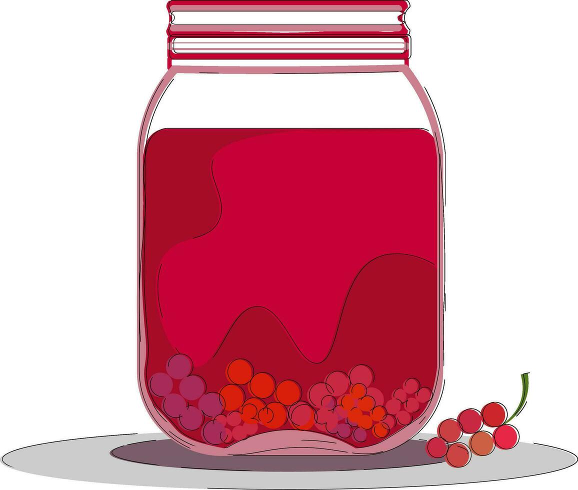 A jar of berry compote vector or color illustration