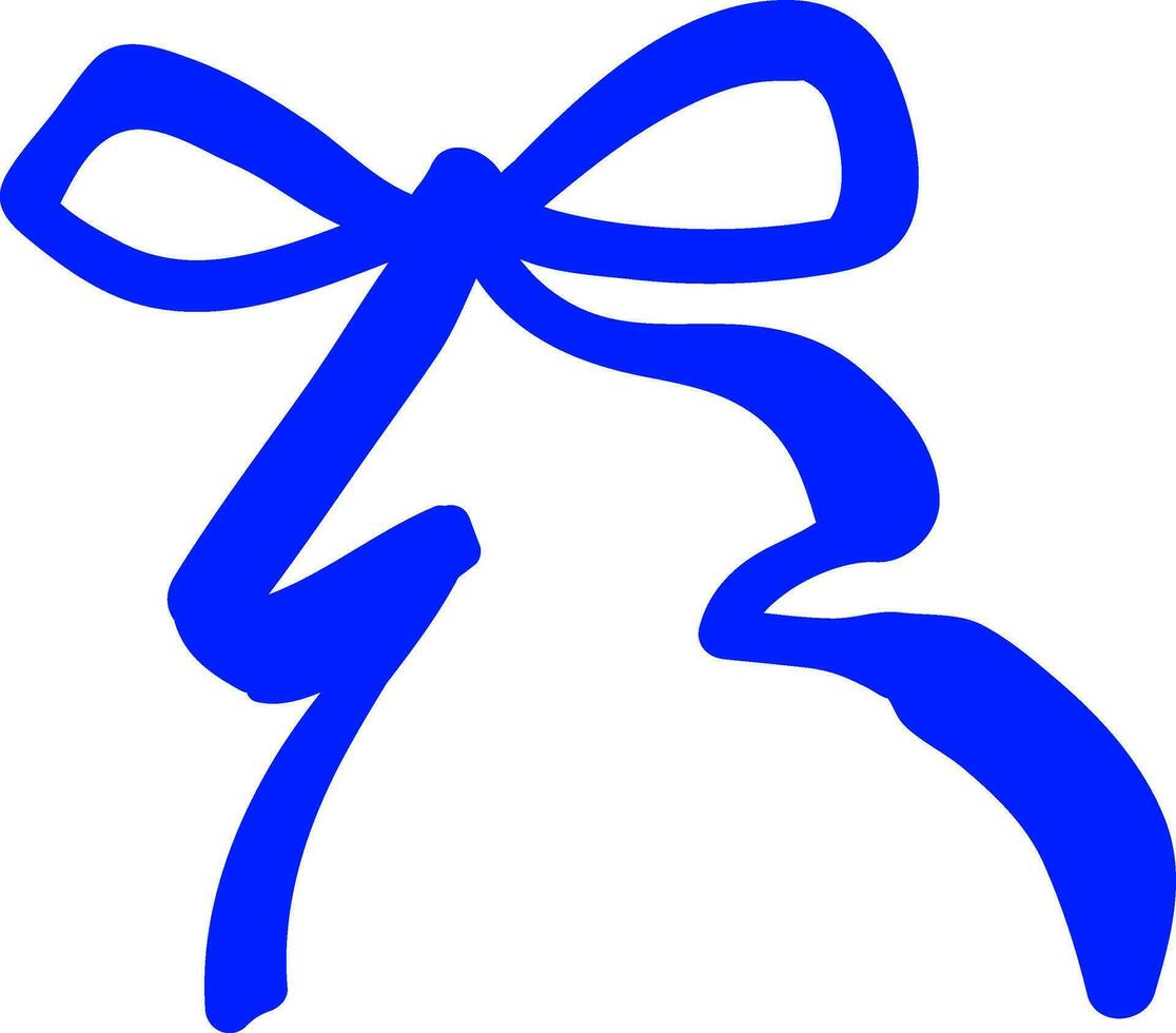 A thin blue bow vector or color illustration