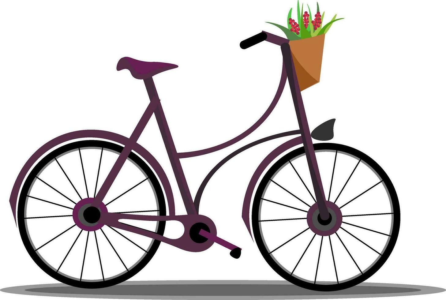 bicycle with flower basket vector or color illustration