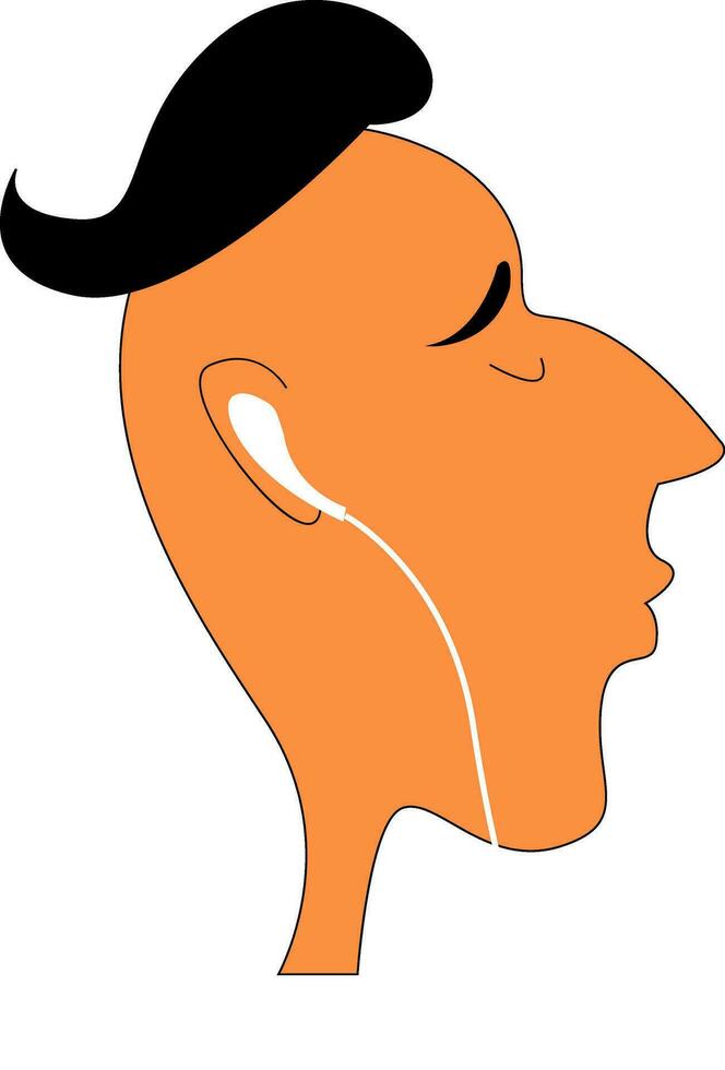 A boy with headphones vector or color illustration