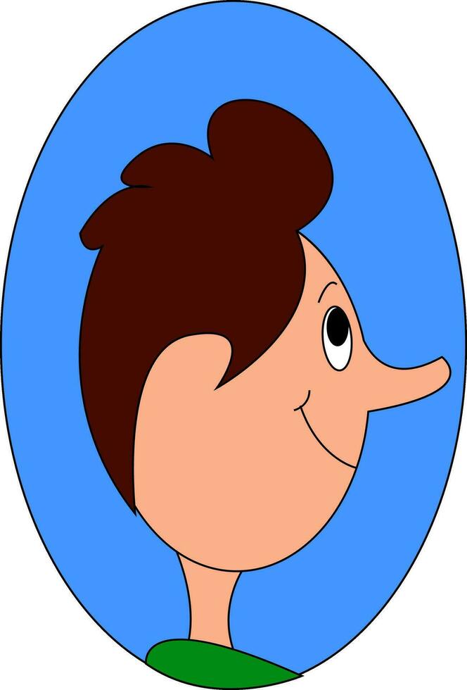 A profile of a boy with long nose vector or color illustration