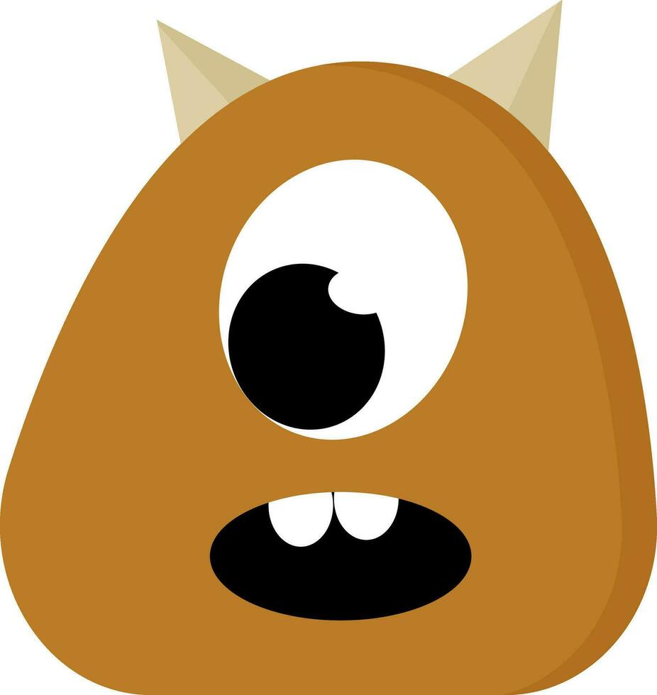 A brown monster with two horns vector or color illustration