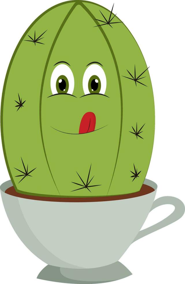 Cactus in a cup vector or color illustration