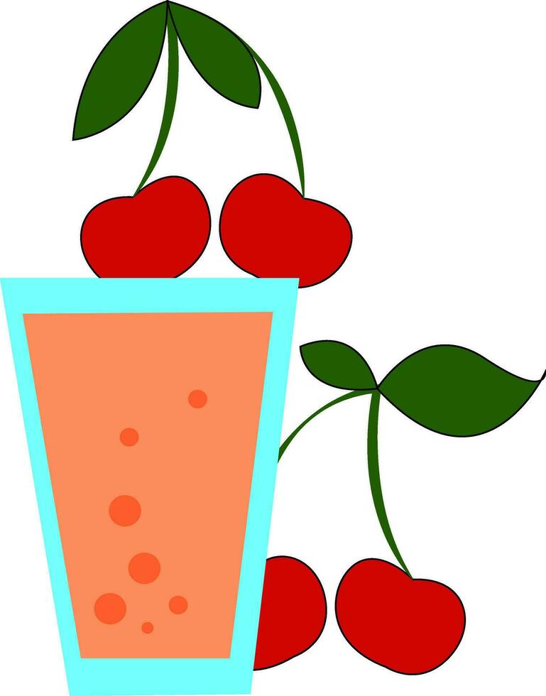 Fresh cherry juice vector or color illustration