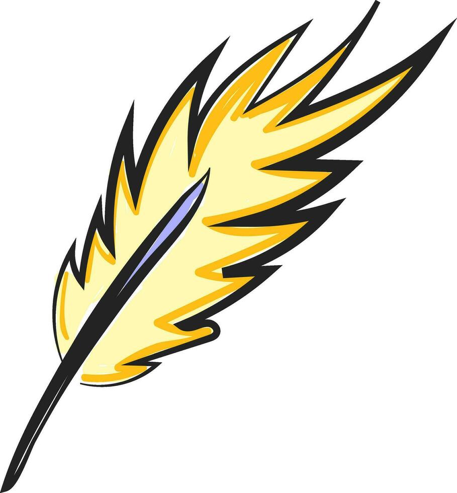 Yellow feather vector or color illustration