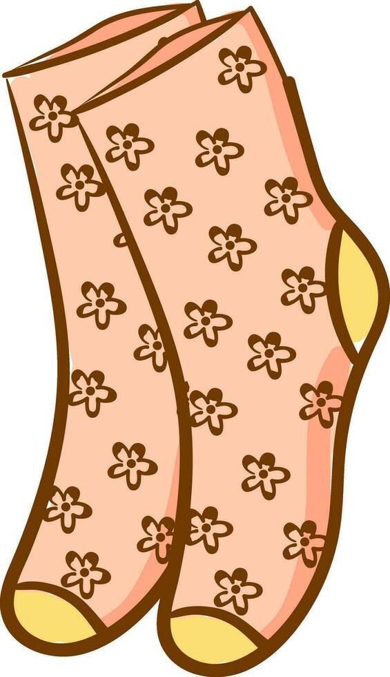 Floral socks vector or color illustration