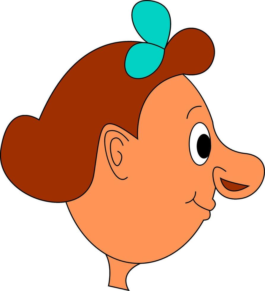 un niña con grande nariz vector o color ilustración
