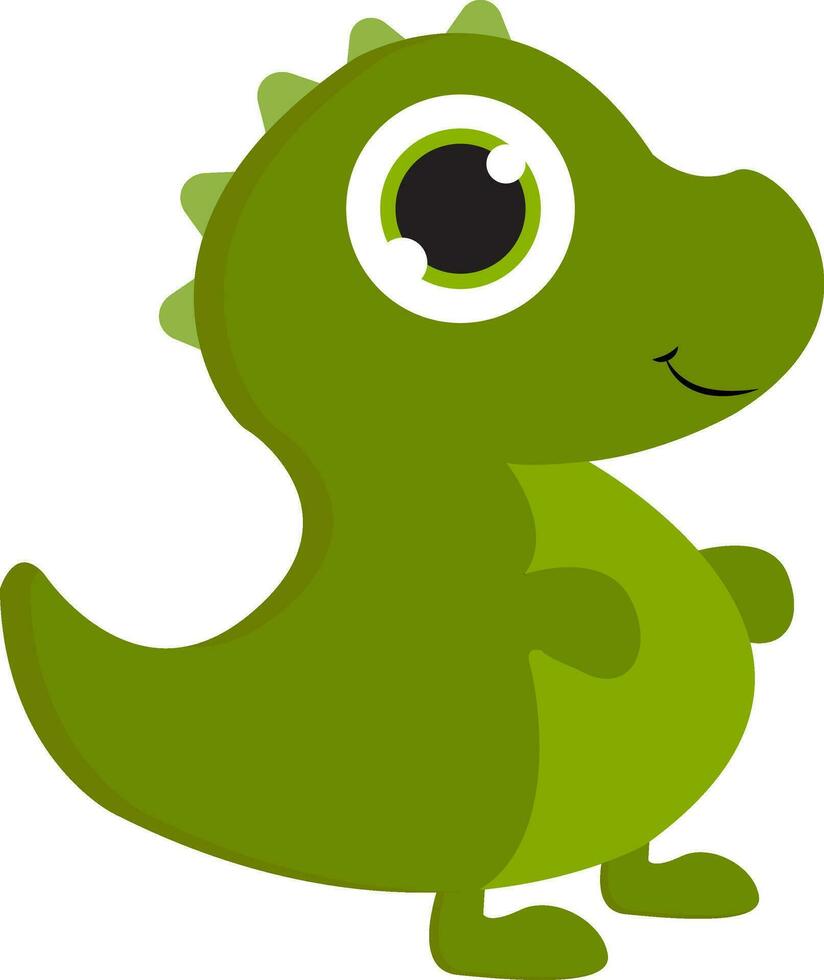 A green baby dinosaur vector or color illustration