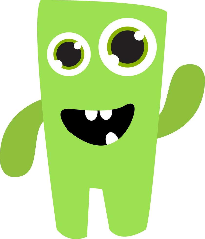 A cute green monster vector or color illustration