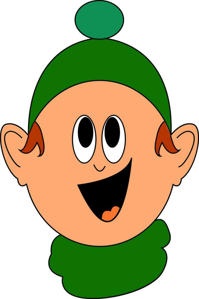 A happy child with green hat vector or color illustration