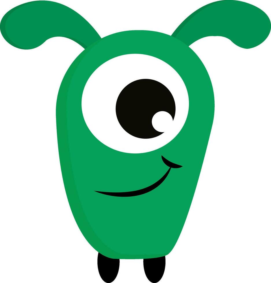 A green smiling monster vector or color illustration