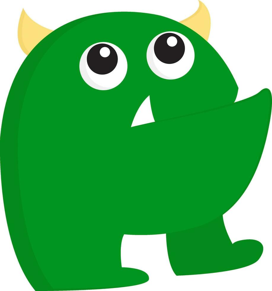 A ugly green monster vector or color illustration