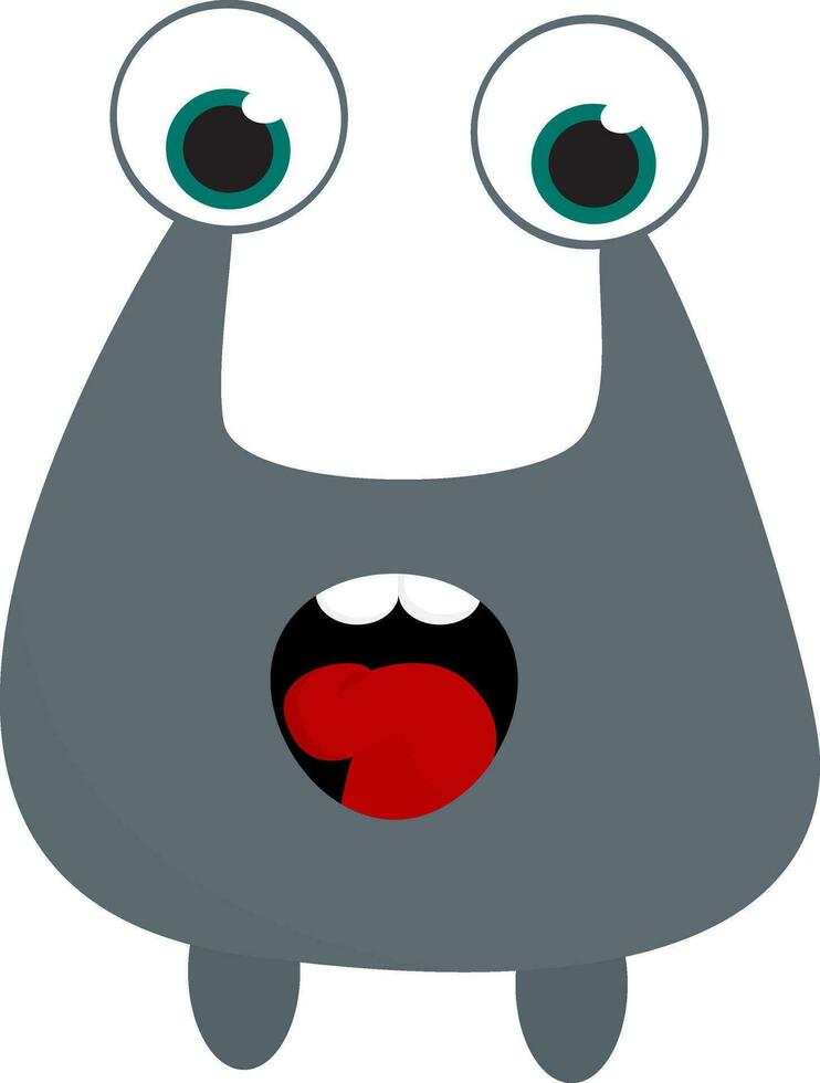 An ugly grey monster vector or color illustration