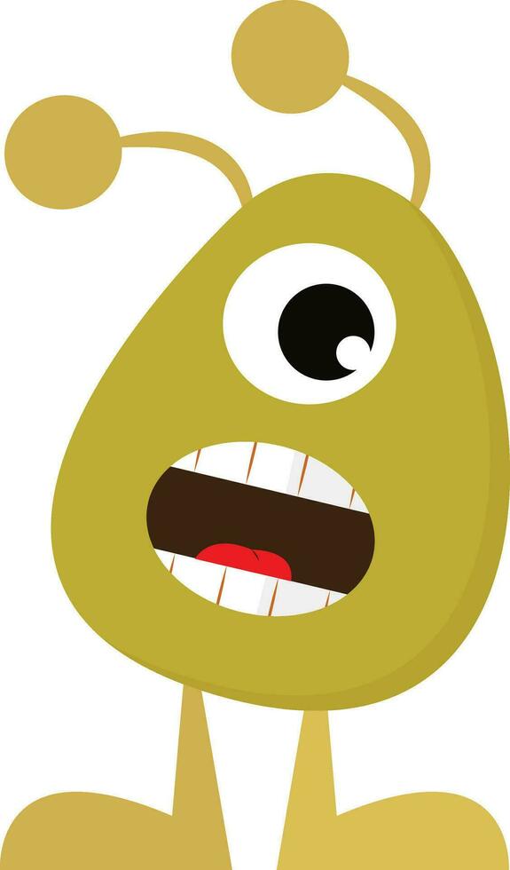 A green monster with open mouth vector or color illustration