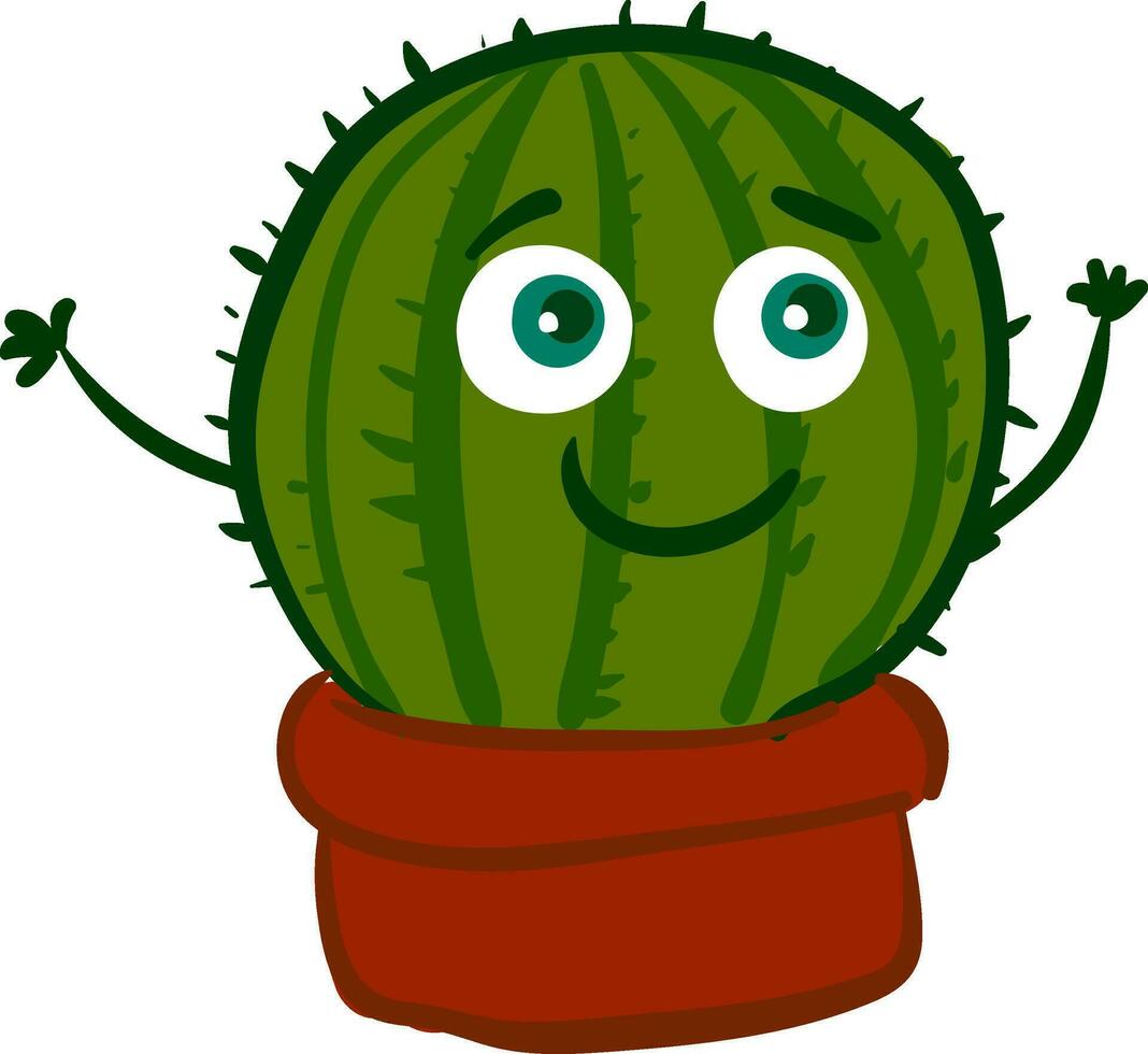Happy cactus vector or color illustration