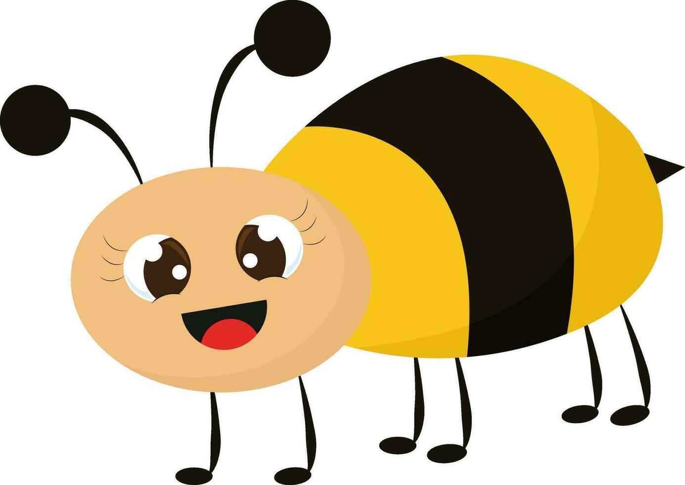 Happy bee vector or color illustration