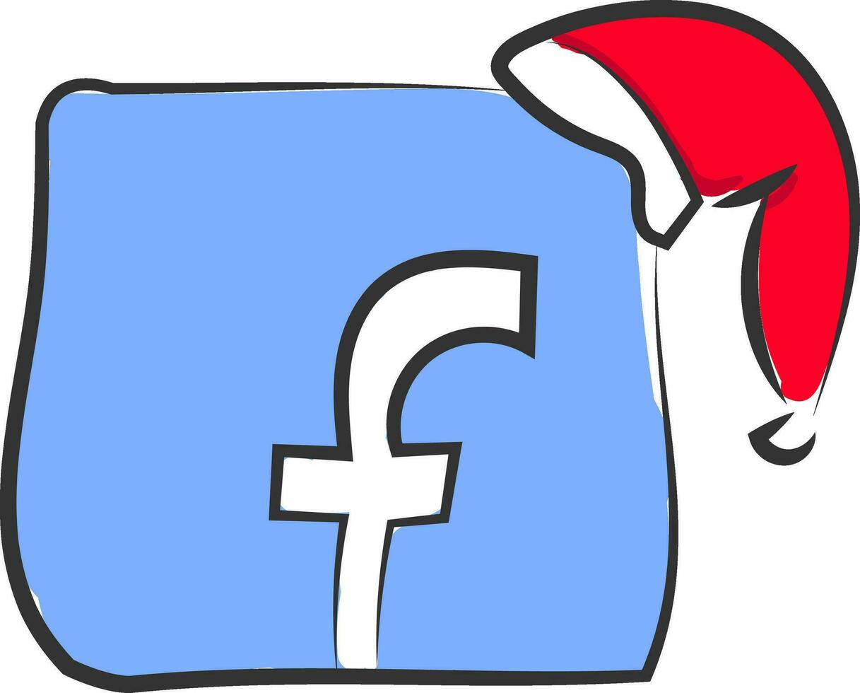 Facebook logo with hat vector or color illustration