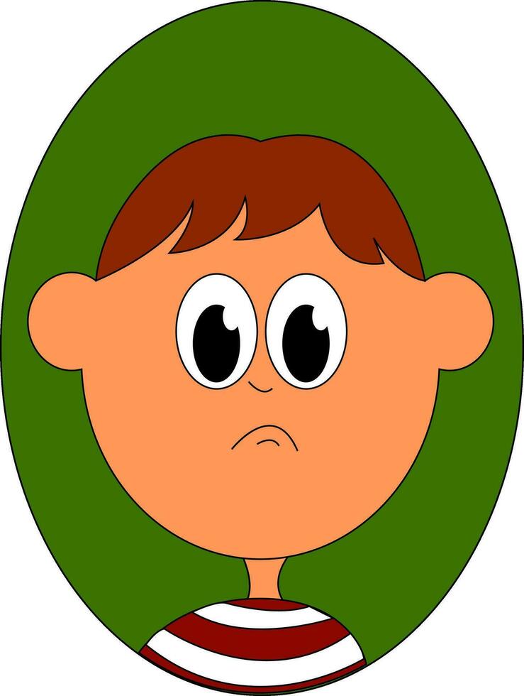 A little sad boy vector or color illustration