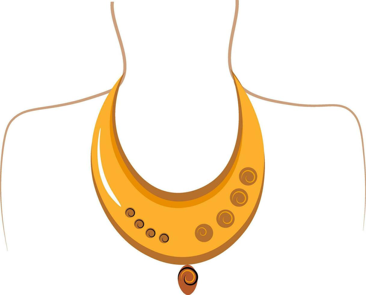 Gold necklace vector or color illustration
