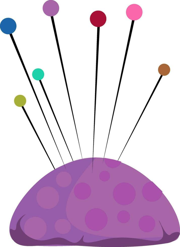 A purple pincushion vector or color illustration