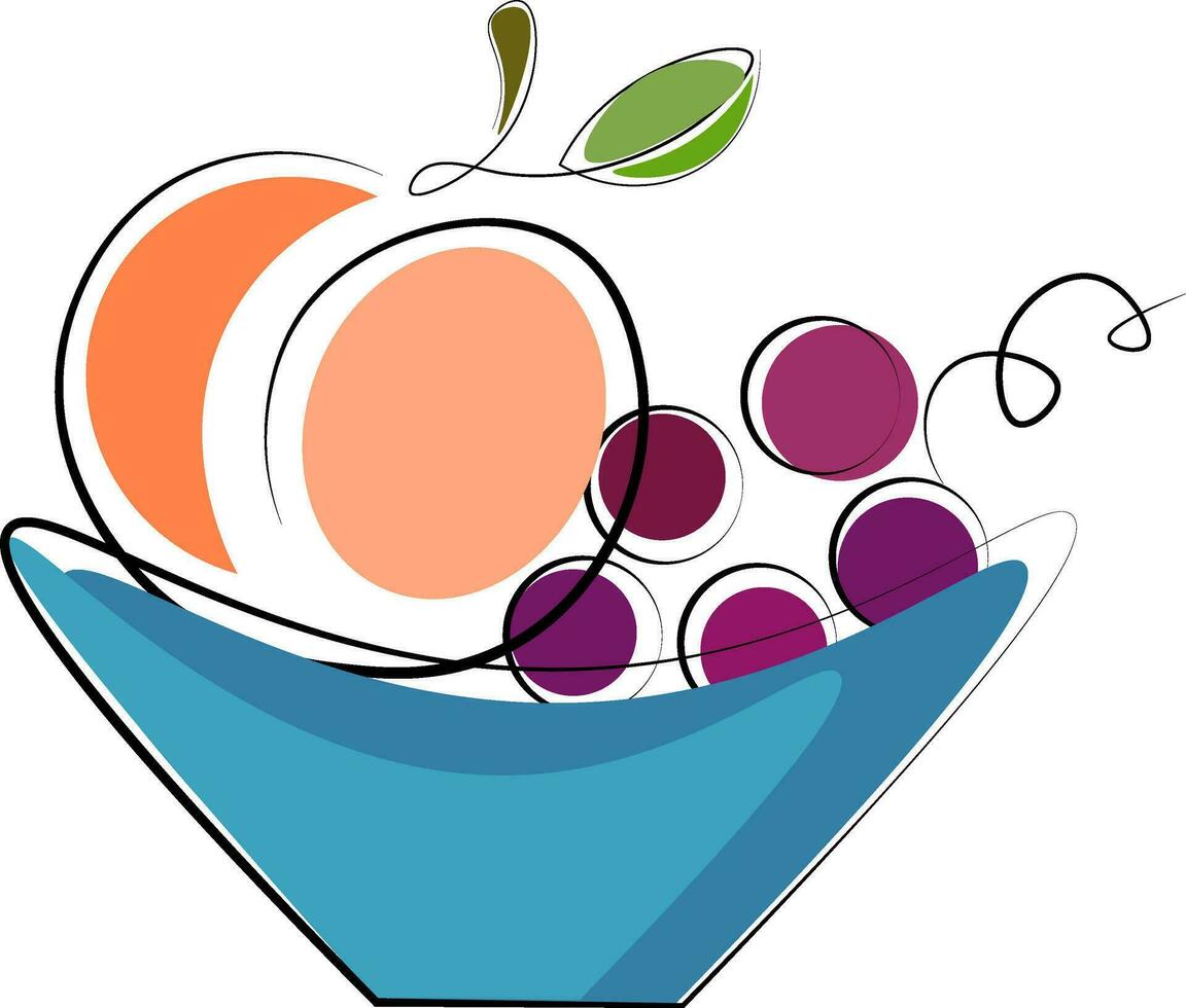 A plate with fruits vector or color illustration