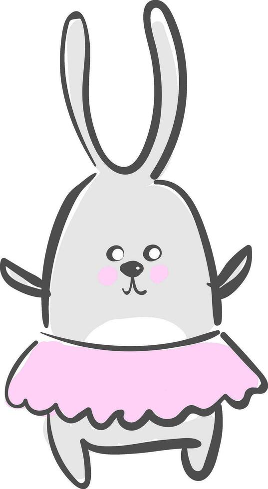 A rabbit with pink skirt vector or color illustration