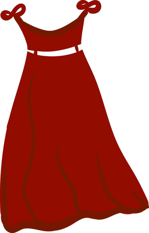 A red long dress vector or color illustration