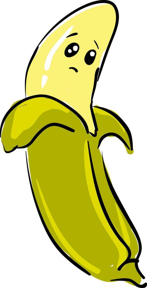 A sad banana open vector or color illustration