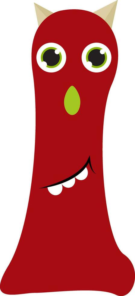 A ugly red monster with horns vector or color illustration