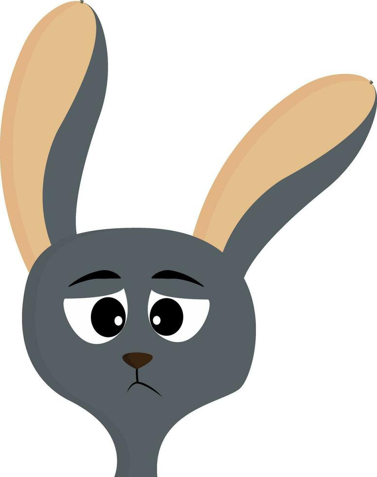 A sad grey rabbit vector or color illustration