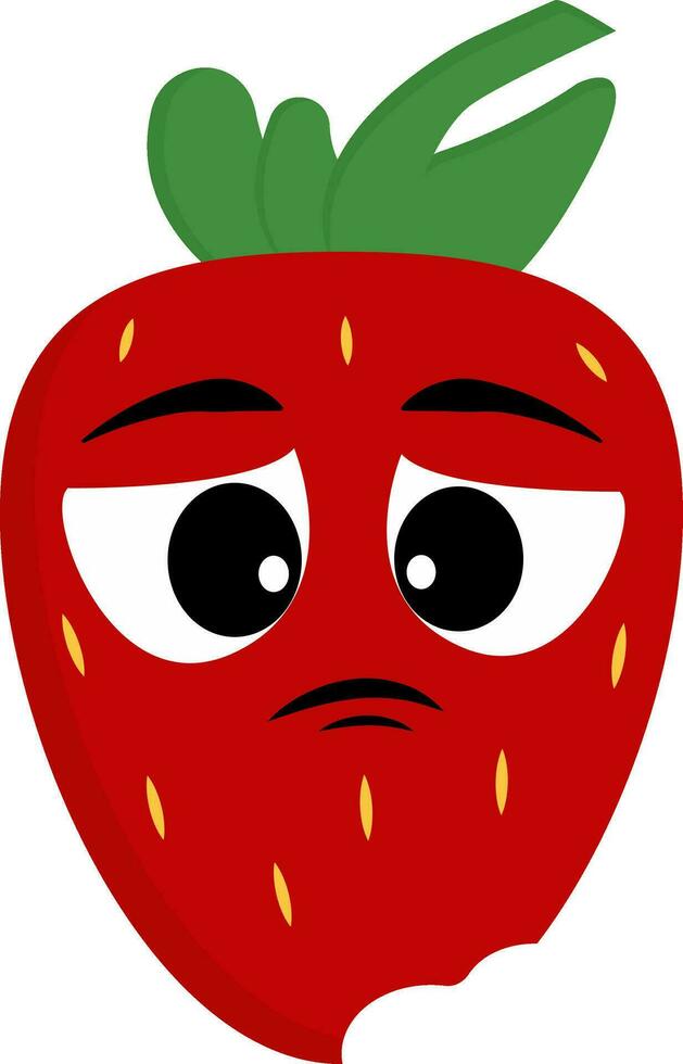 A sad strawberry vector or color illustration