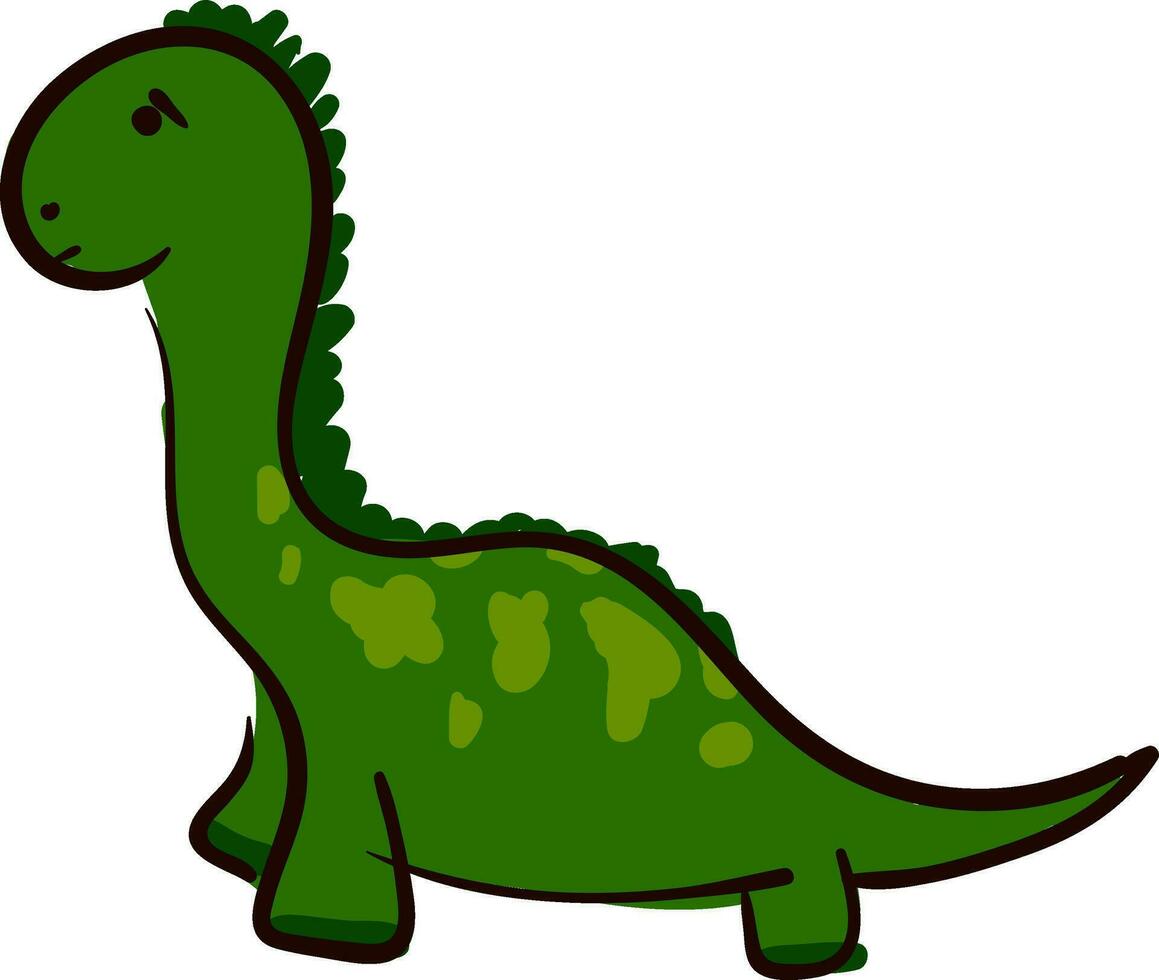 A sad green dinosaur vector or color illustration