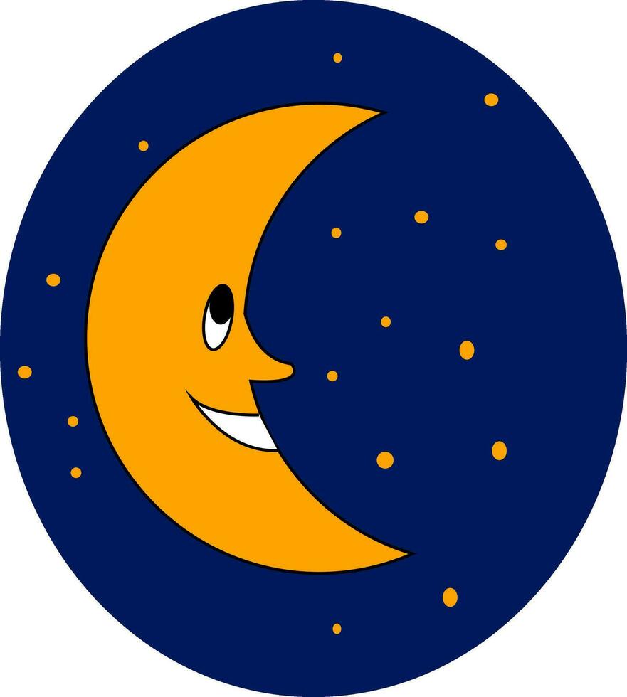 Smiling moon vector or color illustration