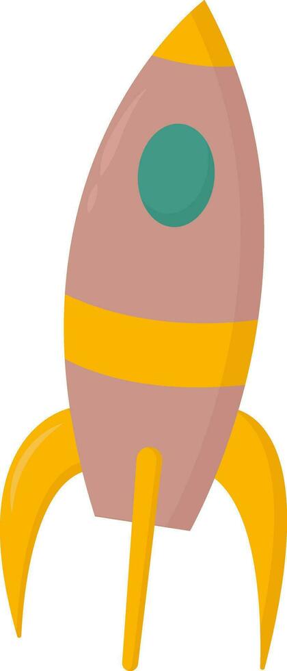 A rocket in yellow and pink vector or color illustration