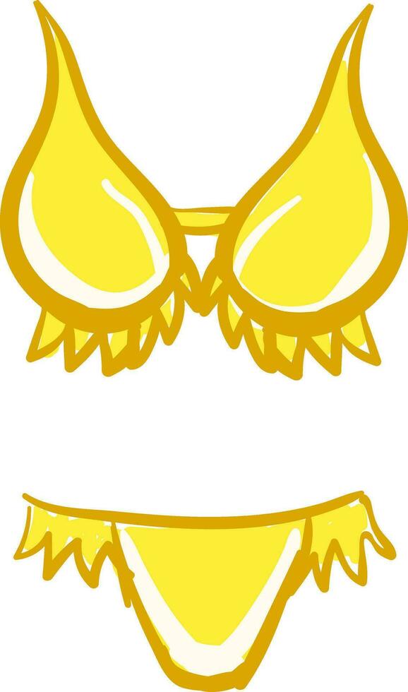 A yellow women's swimsuit vector or color illustration