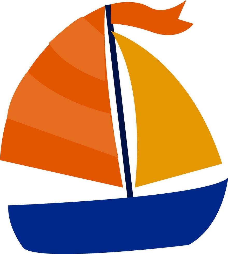 A blue sailboat, vector or color illustration.