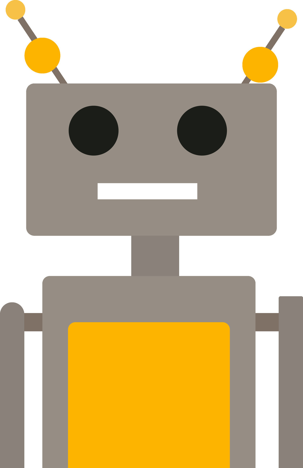 A modern robot in grey and yellow color vector or color illustration