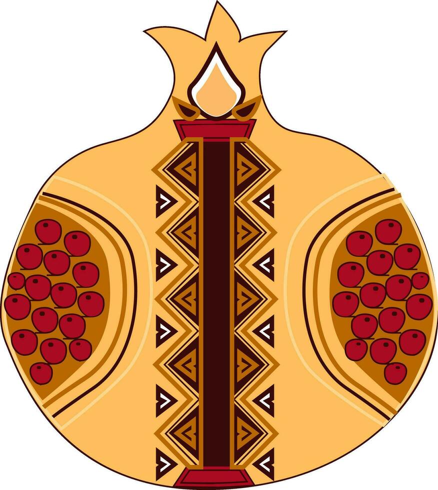 Armenian pomegranate, vector or color illustration.