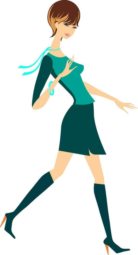 A girl fashion, vector or color illustration.