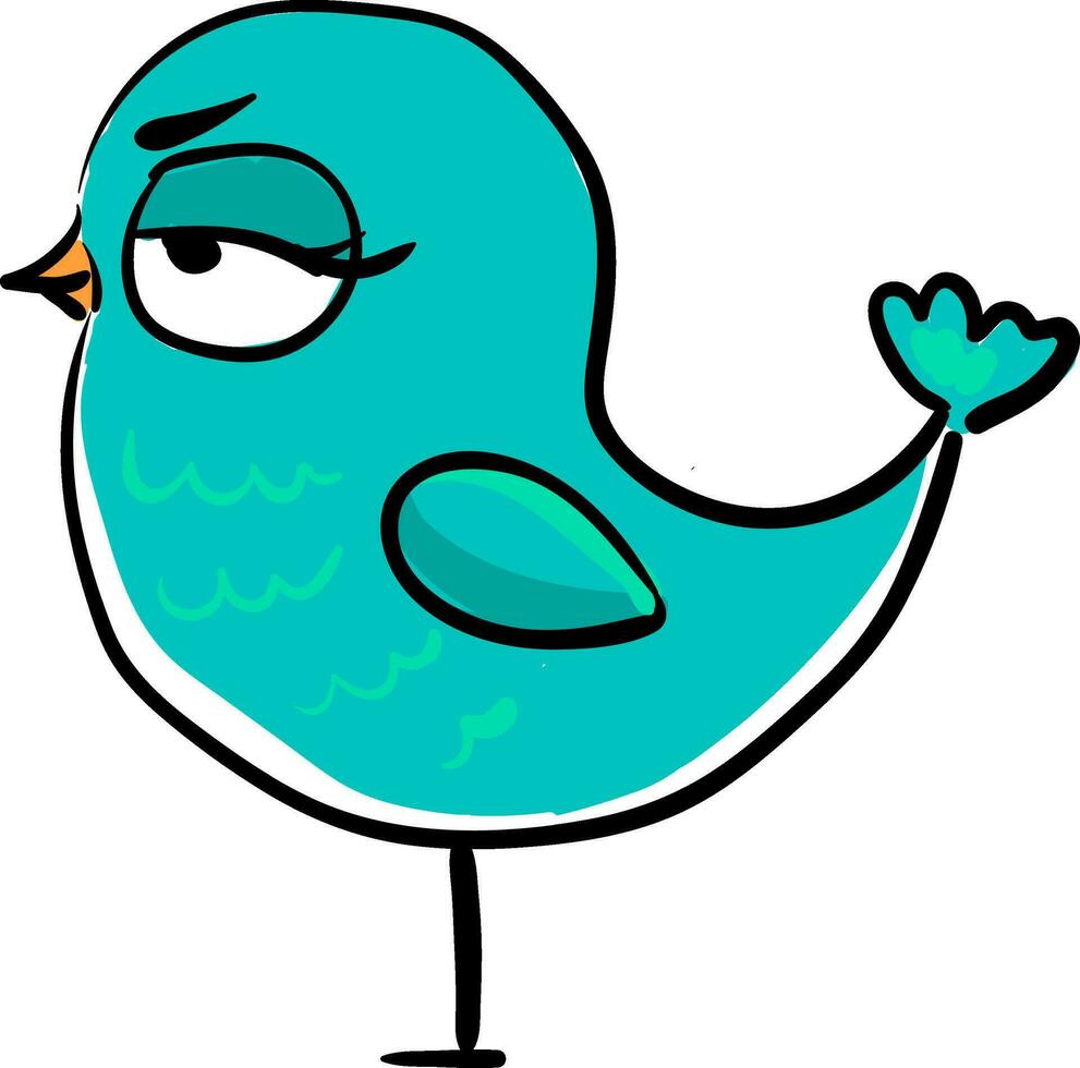 An angry blue bird, vector or color illustration.